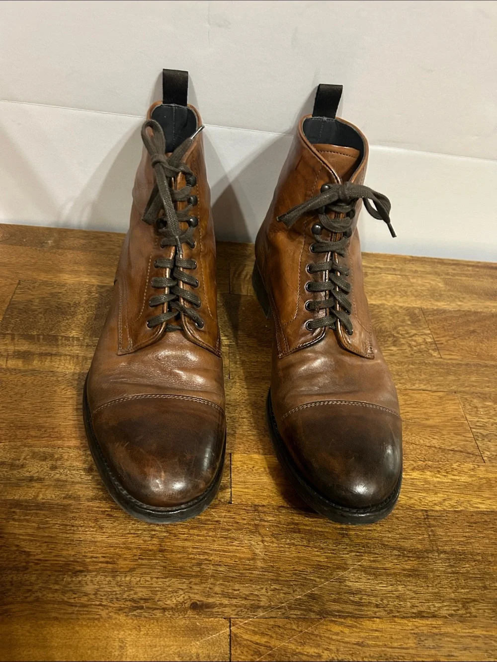 To Boot New York Adam Derrick Burkett Cognac Cap Toe Lace-Up Boot size 10 1/2